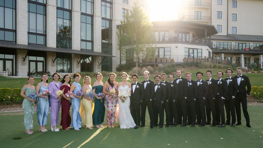 Wedding party at vintage Omni Barton Creek Wedding in Austin, Texas