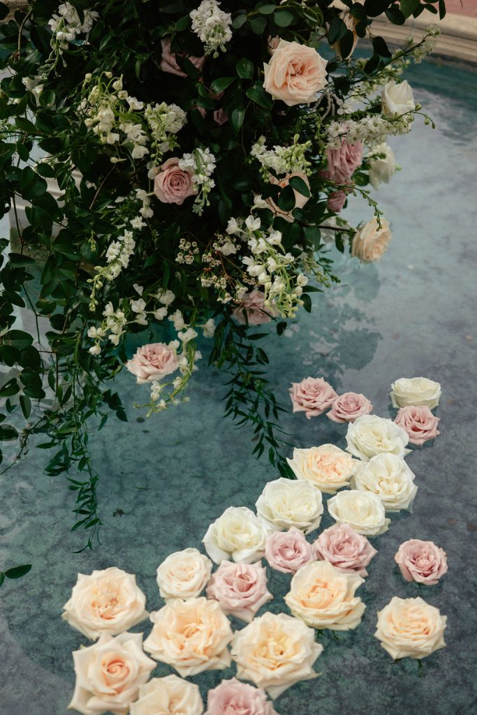 This luxe garden wedding at the Commodore Perry estate in Austin Texas was a beautiful winter wedding featuring florals that complimented the venues architecture and old world charm.